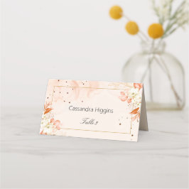 Tarjeta de Asiento de Boda Celestial Floral Naranj