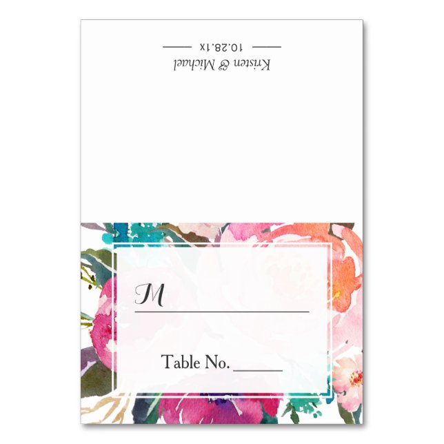 Tarjeta de Asiento de Boda con Acompañante Floral  (Anverso)