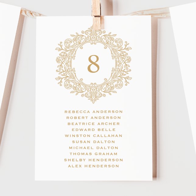 Tarjeta de Asiento de Boda con Escudo de Oro Elega (Subido por el creador)