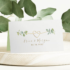 Tarjeta de asiento de boda con vegetación elegante