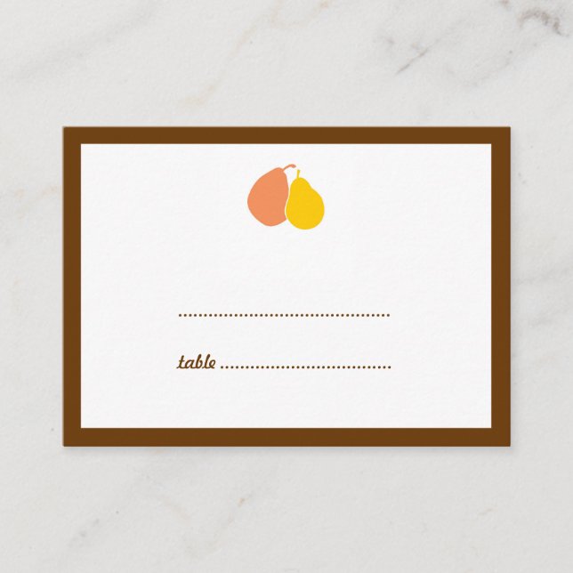 Tarjeta de asiento de boda de pera perfecta dorada (Anverso)