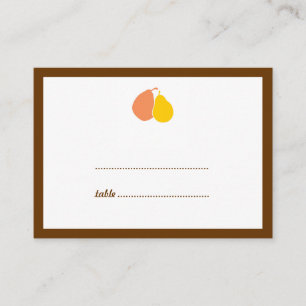 Tarjeta de asiento de boda de pera perfecta dorada