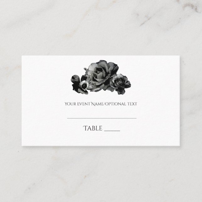 Tarjeta de asiento de boda de rosas de acuarela ne (Anverso)
