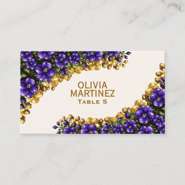 Tarjeta de asiento de boda de Violeta Azul de Illi (Anverso)