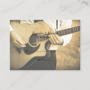 Tarjeta de asiento de Boda del jugador de guitarra