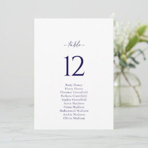 Tarjeta de Asiento de Boda Elegante con Número de