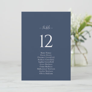 Tarjeta de Asiento de Boda Elegante con Número de