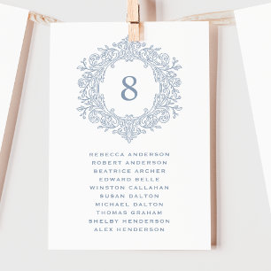 Tarjeta de Asiento de Boda Elegante Cresta Azul Vi