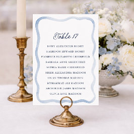 Tarjeta de Asiento de Boda en Finca Francesa Azul