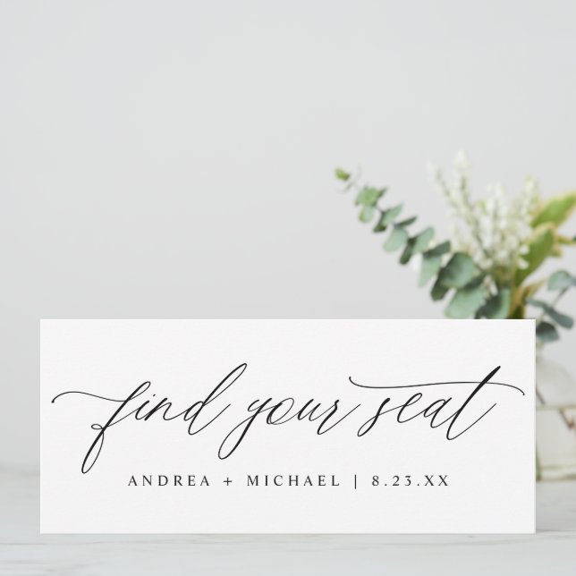 Tarjeta de Asiento de Boda Encuentra Tu Asiento (Anverso de pie)