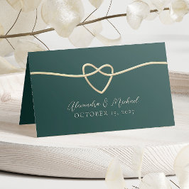 Tarjeta de asiento de boda esmeralda verde
