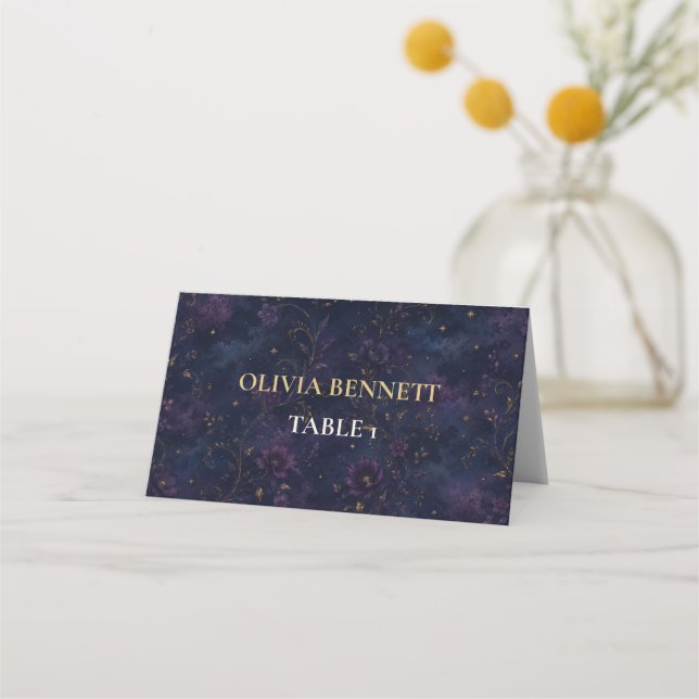Tarjeta de Asiento de Boda Gótico Celestial Editab (Anverso)
