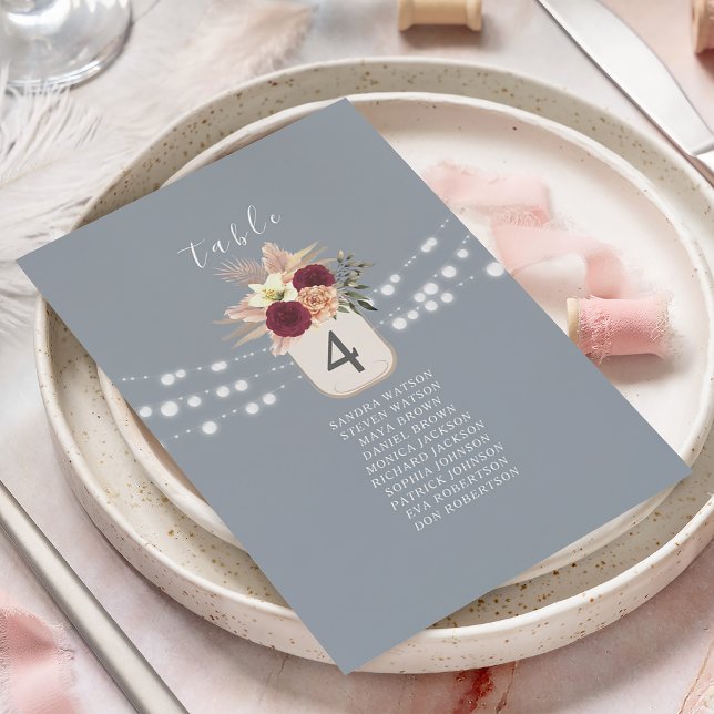 Tarjeta de Asiento de Boda Rústica Azul Polvorient (Subido por el creador)