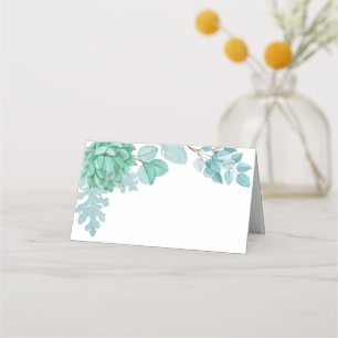 Tarjeta de asiento de boda suculenta. Tarjeta de i