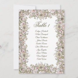 Tarjeta de Asiento de Boda Vintage Elegante