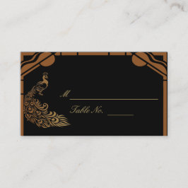 Tarjeta de asiento de Bronce Art Deco Peacock y Fl