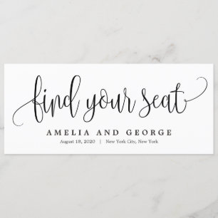 Tarjeta de asiento de caligrafía editable a color