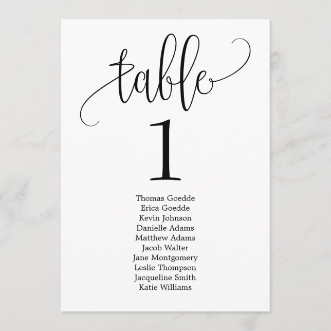 Tarjeta de asiento de caligrafía encantadora de co (Anverso)