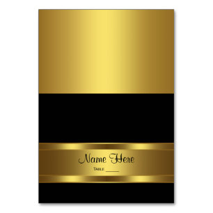 Tarjeta de asiento de color negro y oro
