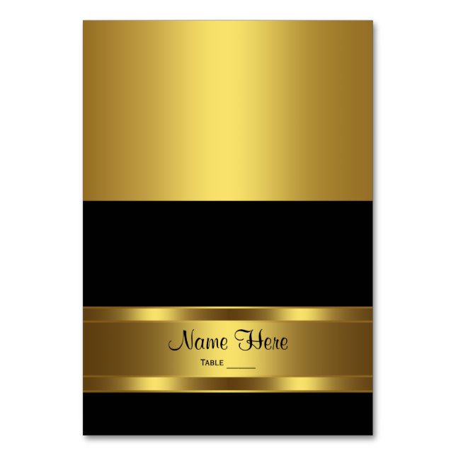 Tarjeta de asiento de color negro y oro (Anverso)