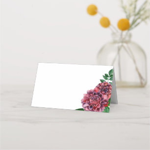 Tarjeta de asiento de Dalia. Floral de boda burdeo