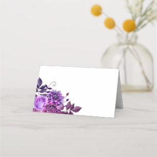 Tarjeta de asiento de flores púrpuras. Floral de b