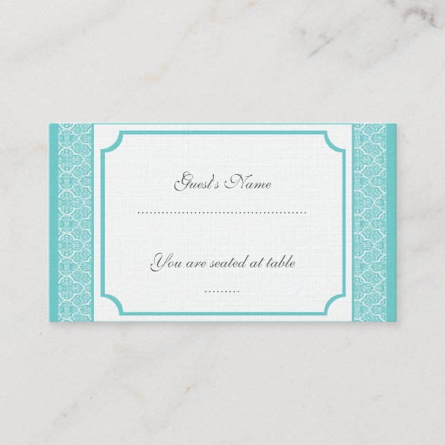 Tarjeta de asiento de la boda Damask clásica simpl (Anverso)