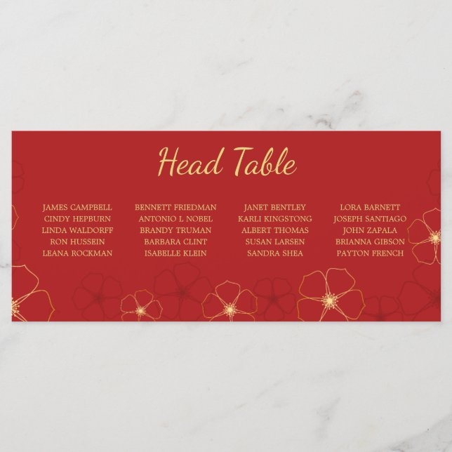 Tarjeta de asiento de la mesa de la mesa de los fl (Anverso)