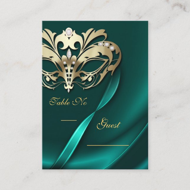 Tarjeta de asiento de la mesa de oro de la mascara (Anverso)