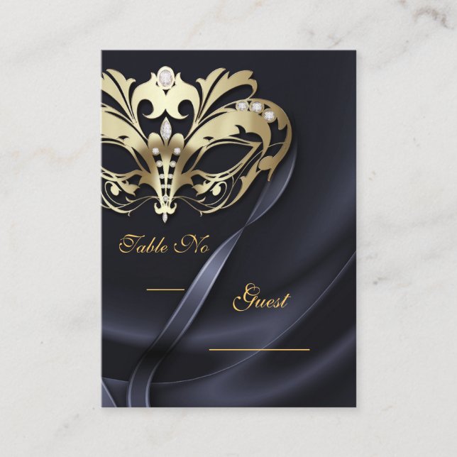 Tarjeta de asiento de la mesa de oro de la mascara (Anverso)