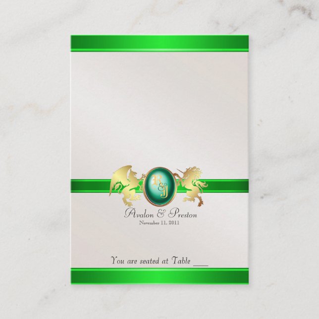 Tarjeta de asiento de la tabla de joyas verdes Pri (Anverso)