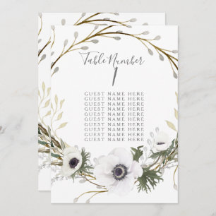 Tarjeta de asiento de mesa Anemone Fern Wreath Bod
