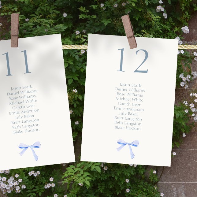 Tarjeta de asiento de mesa blanca y azul para Boda (Subido por el creador)