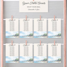 Tarjeta de asiento de mesa Boda de color acuático