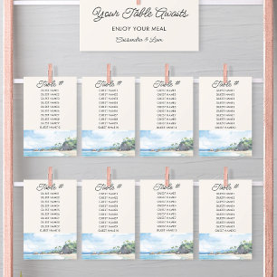 Tarjeta de asiento de mesa Boda de color acuático 