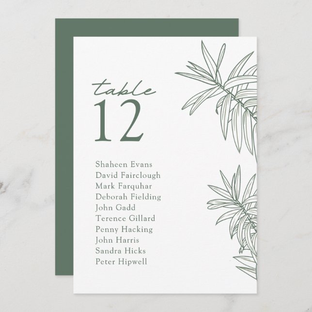 Tarjeta de asiento de mesa botánica moderna de For (Anverso / Reverso)