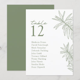 Tarjeta de asiento de mesa botánica moderna verde 