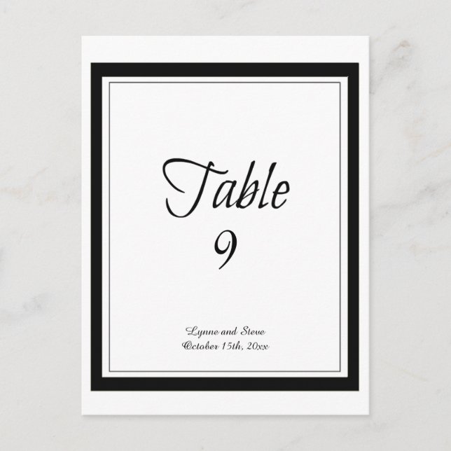 Tarjeta de Asiento de Mesa con Borde Negro Elegant (Anverso)