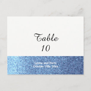 Tarjeta de Asiento de Mesa con Brillo Falso Azul