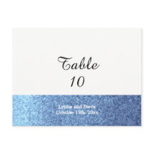 Tarjeta de Asiento de Mesa con Brillo Falso Azul