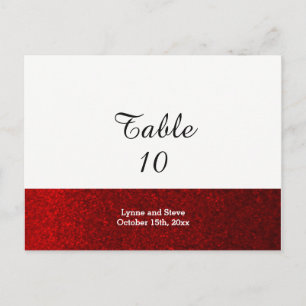 Tarjeta de asiento de mesa con brillo falso rojo