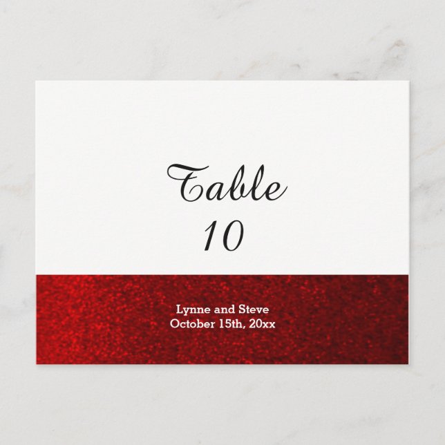 Tarjeta de asiento de mesa con brillo falso rojo (Anverso)
