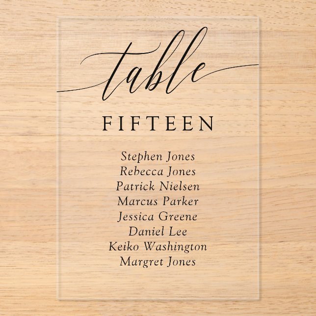 Tarjeta de Asiento de Mesa con Caligrafía Delicada (Anverso)