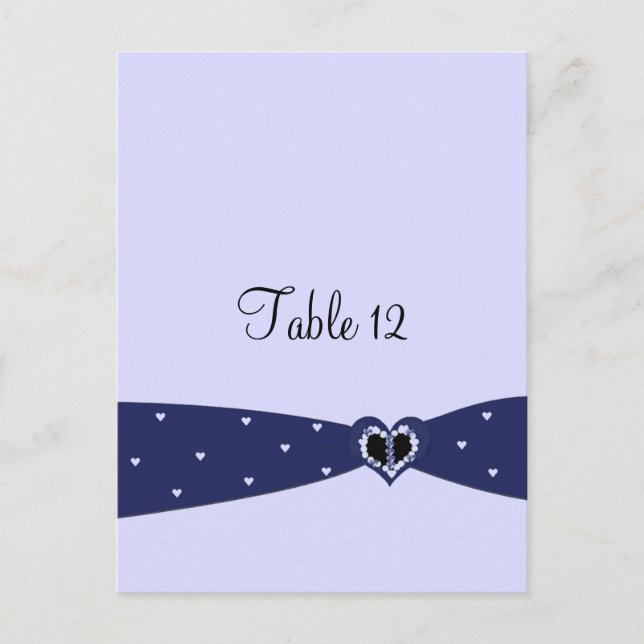 Tarjeta de Asiento de Mesa con Cinta Azul Marino (Anverso)
