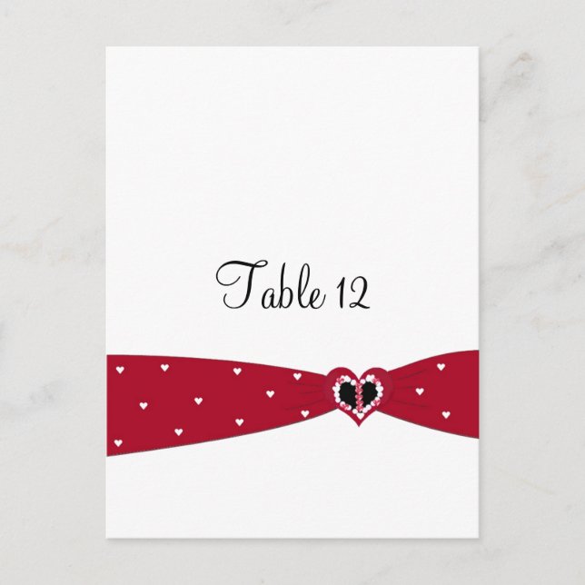 Tarjeta de Asiento de Mesa con Cinta Roja (Anverso)