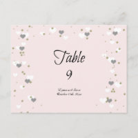 Tarjeta de asiento de mesa con corazones y puntos