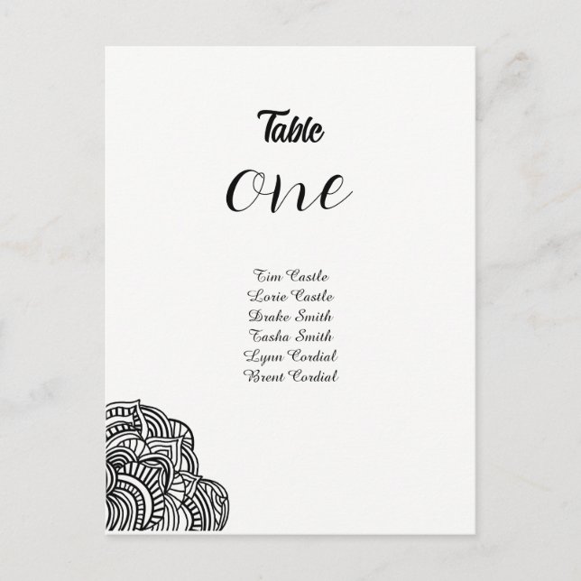 Tarjeta de Asiento de Mesa con Diseño de Esquina N (Anverso)