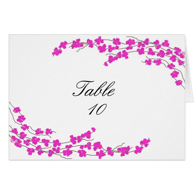 Tarjeta de Asiento de Mesa con Flor - Magenta (Anverso (Horizontal))