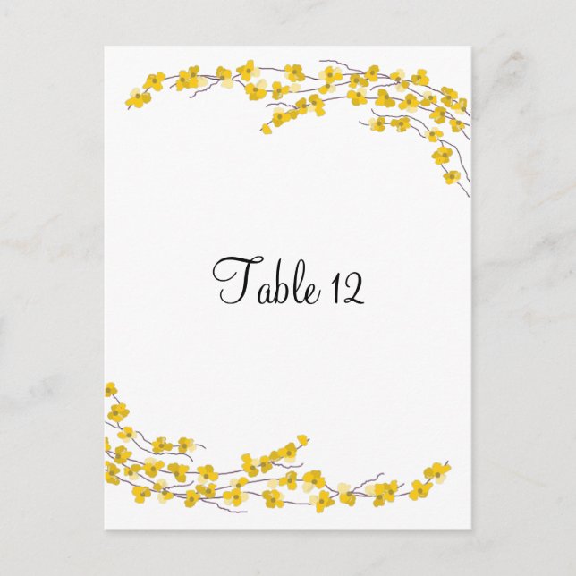 Tarjeta de Asiento de Mesa con Flores Amarillas Do (Anverso)