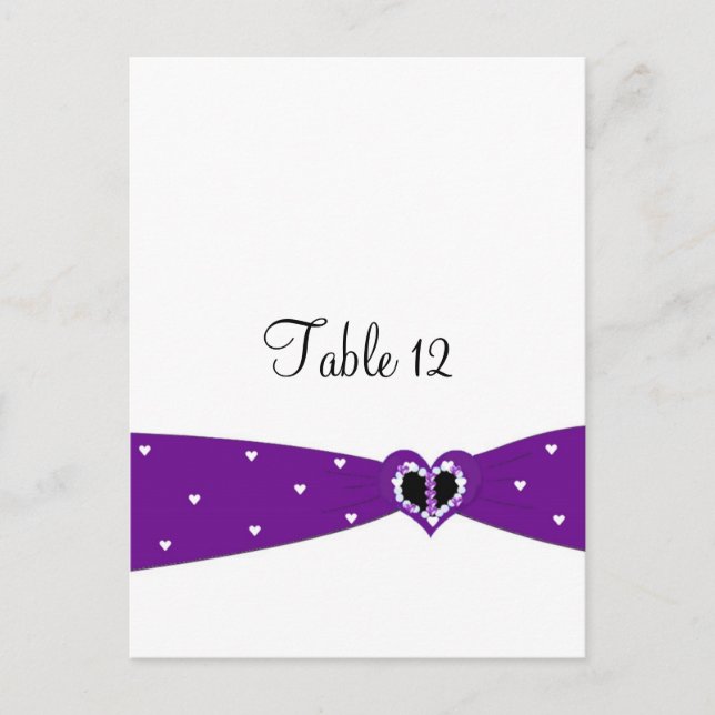 Tarjeta de Asiento de Mesa con Listón Morado (Anverso)